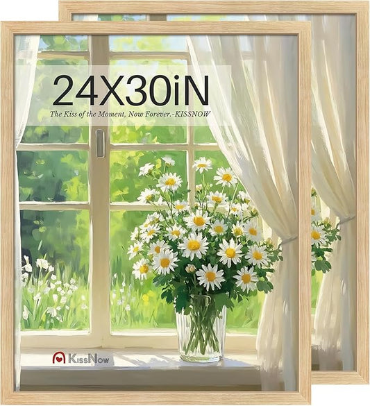 24x30 Poster Frame set of 2, Natural Oak Wood Picture Frame, Wall Hanging