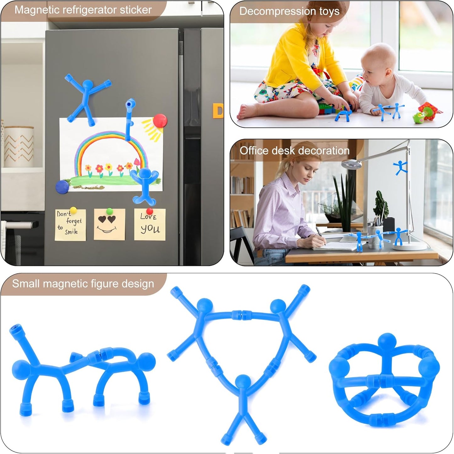 Fidget Toy Kids, ADHD Fidget Toys Adults, Fidget Toys Adults Anxiety with Mini Magnetic Man, Fidget Spinner, Fidget Keychain Keyboard, Fidget Pad (Blue)