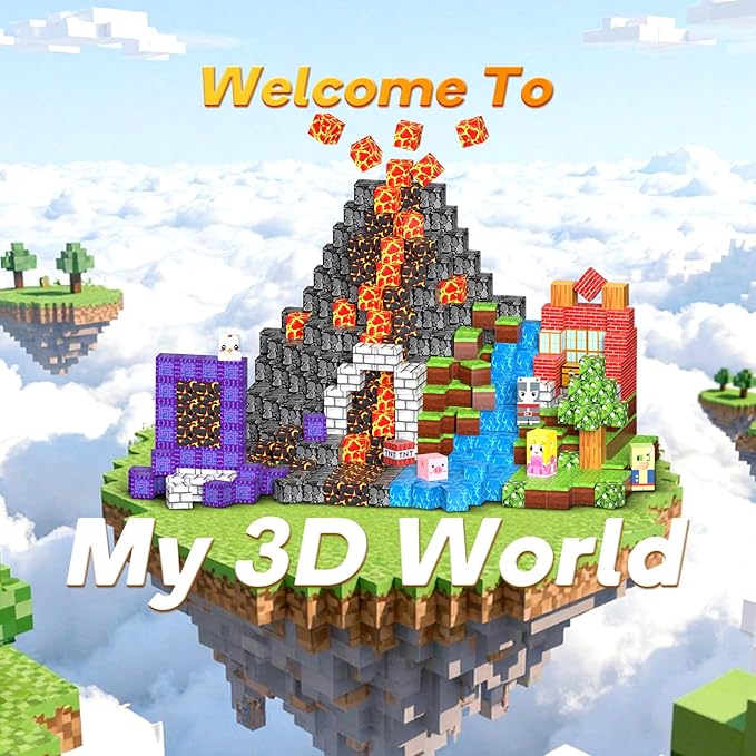 150PCS Magnetic Building Blocks - 6 Big Magnetic Base Building STEM Toys, Magnet Cube Game for Kids, Build Mine Castle Volcano World for Boys Girls Age 3-5 4-8 8-12, Sensory Outdoor Travel Toys Gifts