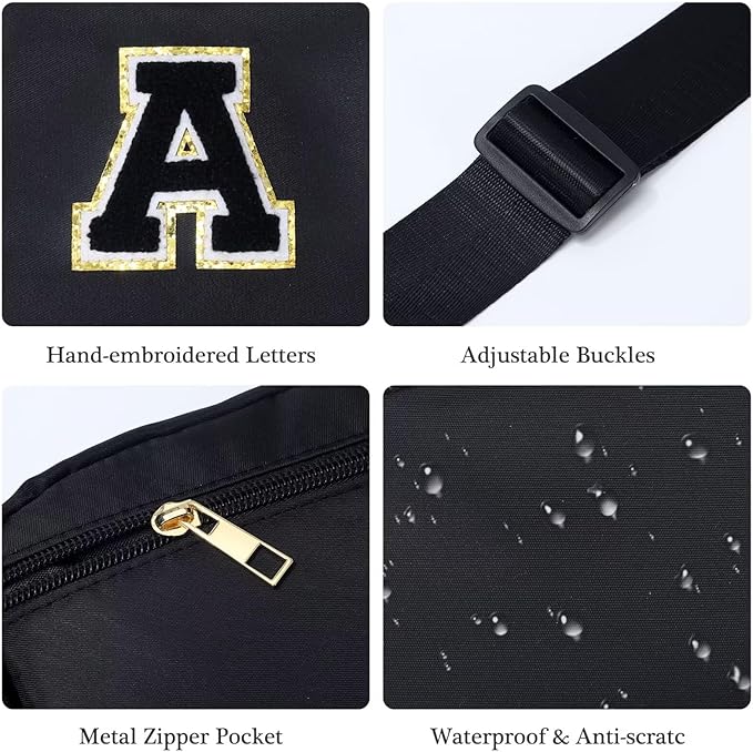 YOOLIFE Retirement Gifts for Women - Teacher Appreciation Gifts for Women Teacher Retirement Gifts for Women Teacher Bag Teacher Gifts from Students, Initial Crossbody Bag Belt Bag, Black V