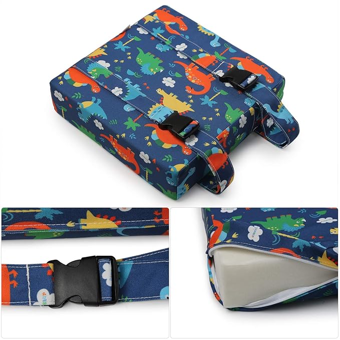 Zicac High Chair Portable Booster Seat Cushion Travel Dining Seat Pad for Toddler Kids Baby Infant Washable Thick Chair Seat Pads (Dark Blue)