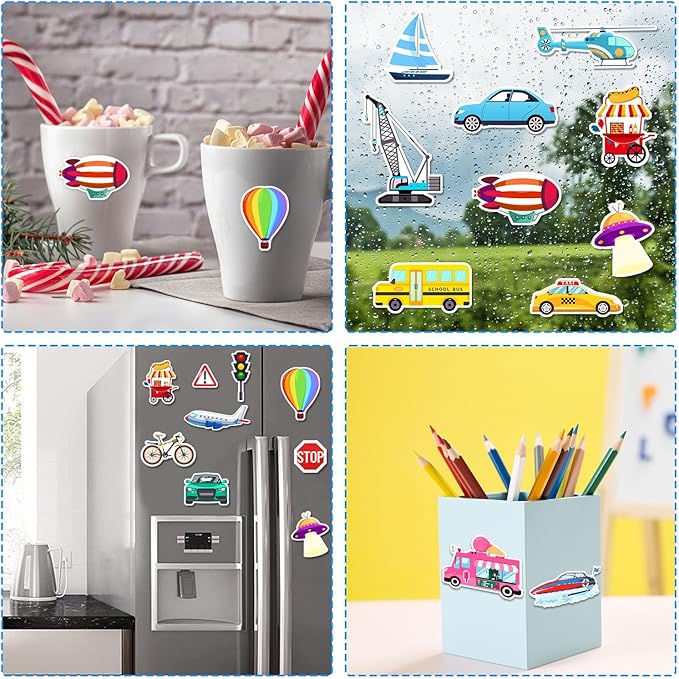 Window Clings Stickers for Kids Window Gel Clings Decals Thick Gel Clings Toddlers and Adults Classroom Home Nursery Airplane Birthday Party Supplies (City Transportation)