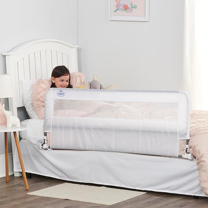 Regalo Hideaway 54-Inch Extra Long Bed Rail Guard, with Reinforced Anchor Safety System, 54” L x 20” H, For ages 2 - 5 years