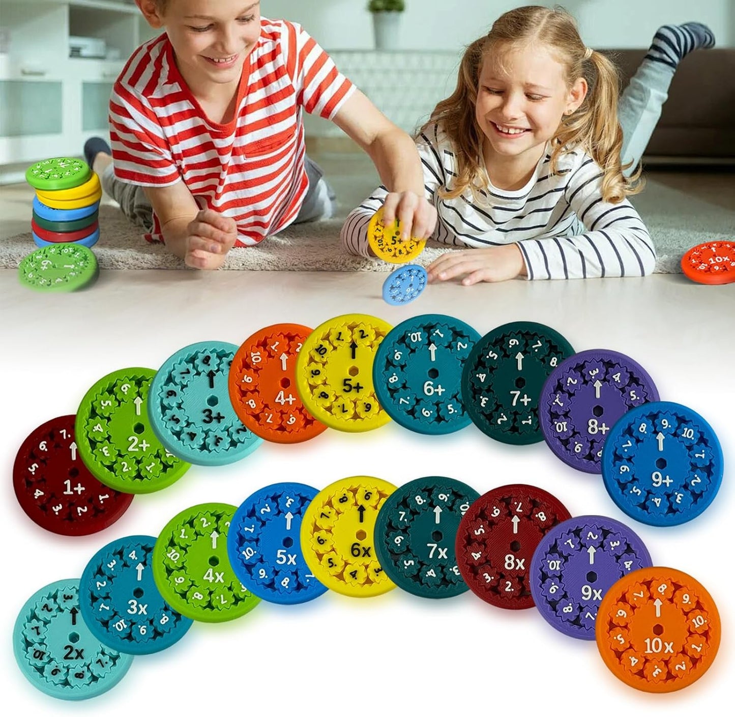 Math Facts Fidget Spinners, Math Facts Fidget Spinners for All The Stimmers, Multiplication Chat Game Fidget Toys for Adults Kids (18Pcs)