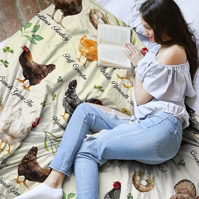 Chicken Blanket Gifts for Lover, Funny Decor for Birthday, Christmas Thanksgiving Gifts for Women, Rooster Decor, Soft Thrown Blanket for Bed 50"*60"