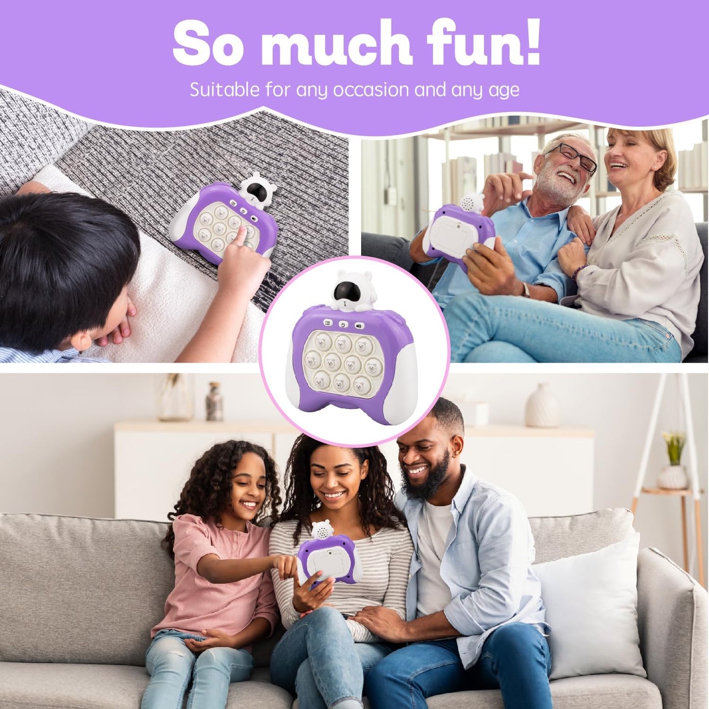 Fast Push Game,Light up pop Game Light up Fidget Toy,Fast Quick Push Bubble Game,pop pro Light up Game,Quick Push pop Game Birthday Xmas Gifts for Boys Girls Adults (Astronaut:Purple)