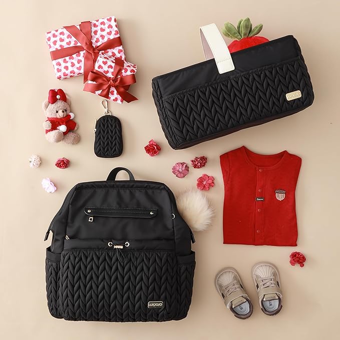 Luxurious Baby Diaper Caddy, Nursery Storage Basket for Newborn Essentials, Travel Baby Basket for Diapers Baby Wipes, Organizer Tote Bag Storage Bin, Baby Shower Gifts(black)