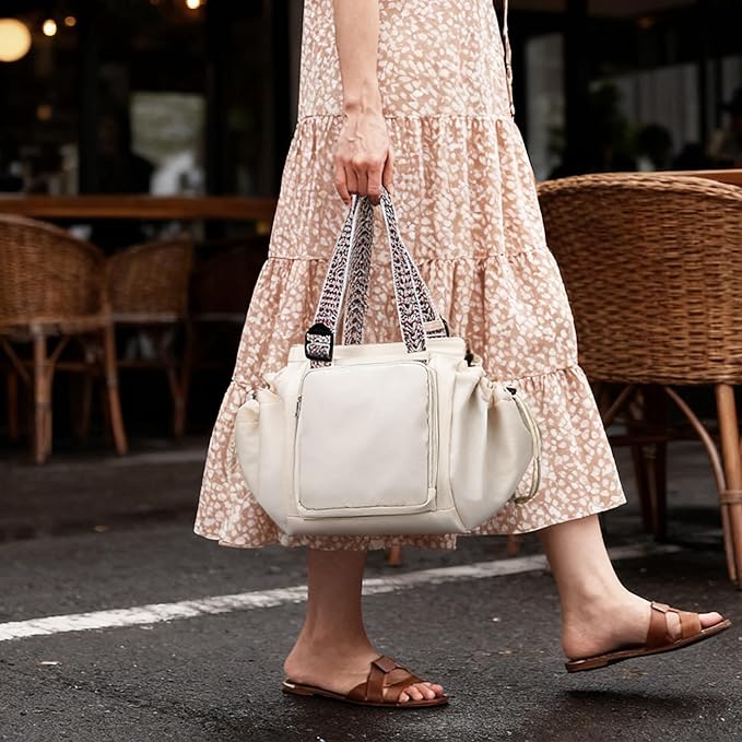 Diaper Bag Tote for Moms & Women, Large Capacity Multi-Functional Tote with 16 Compartments, Convertible Backpack & Shoulder Bag for Work, Travel, Shopping & Picnic (Sandy Beige)