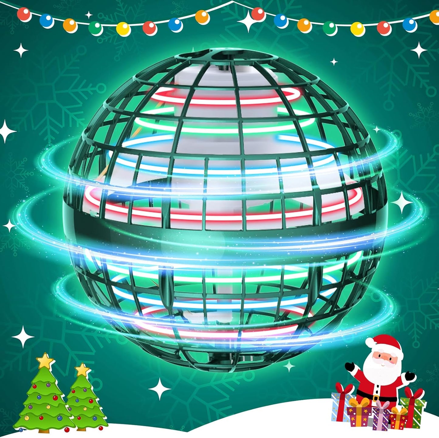 Flying Orb Ball 2024 Upgraded - Hover Orb Magic Ball Toy Lighted Flying Spinner Mini Drone Cosmic Globe for Kids Adults Flying Ball Orbit Ball for Family Gatherings Christmas Birthday Gift (Green)