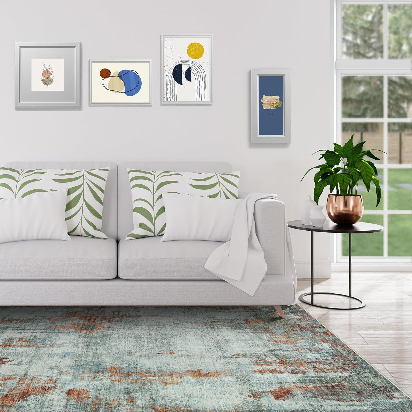 4x6 Area Rugs for Living Room Rug Washable: Modern Large Rug for Dining Room Bedroom Carpet Non Slip Low Pile 4 by 6 Indoor Abstract Nursery Home Office Red Brown