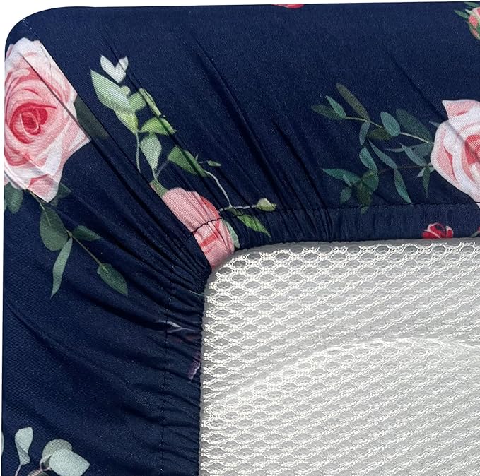 AMROSE 3 Pack Heavenly Soft Bassinet Sheets for Baby Girls, Universal Fitted for Various Cradle and Bassinet Mattress Pad, Silk Touch Gentle Breathable Microfiber, Floral & Butterfly