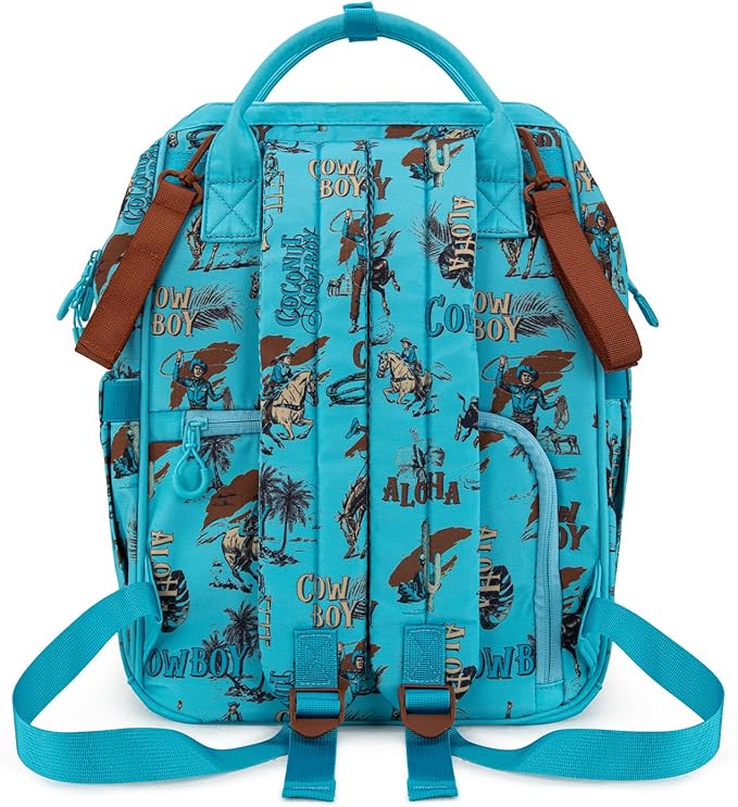 Montana West Wrangler Callie Diaper Bag Backpack with Stroller Straps Western Pattern Multifunction Baby Travel Bag WG2204-91102TQ