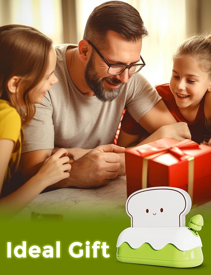 L LOHAS LED Cute Toaster Night Lights for Kids, Kawaii Stuff Bread Desk Lamp with Smile Face, Rechargeable Desk Decor for Bedroom, Besides, Dinning, Nursery Night Light for Kids, Boys, Girls, Gifts