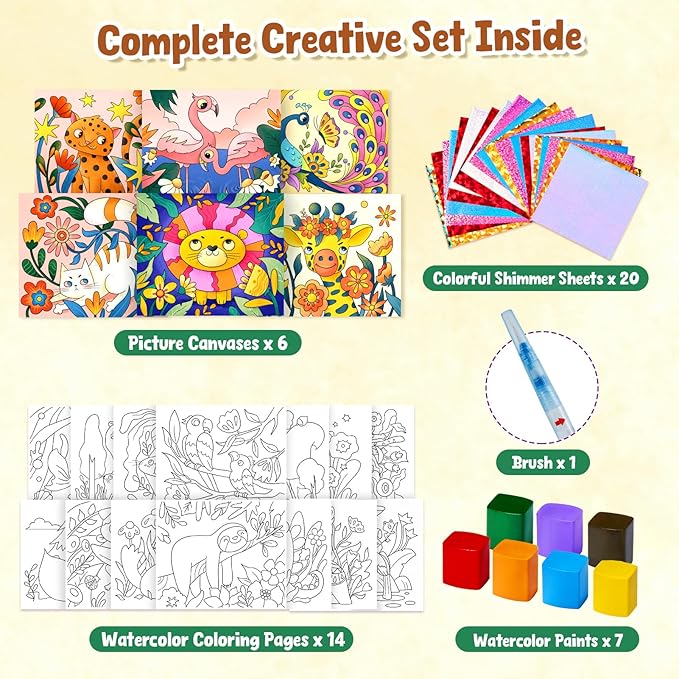 JoyCat Paint with Water Coloring Books, Art & Craft Activity, No Mess Art for Kids Ages 4-8, Craft Kits & Supplies, DIY Creative Activity, Presents for Girls & Boys (Animals)