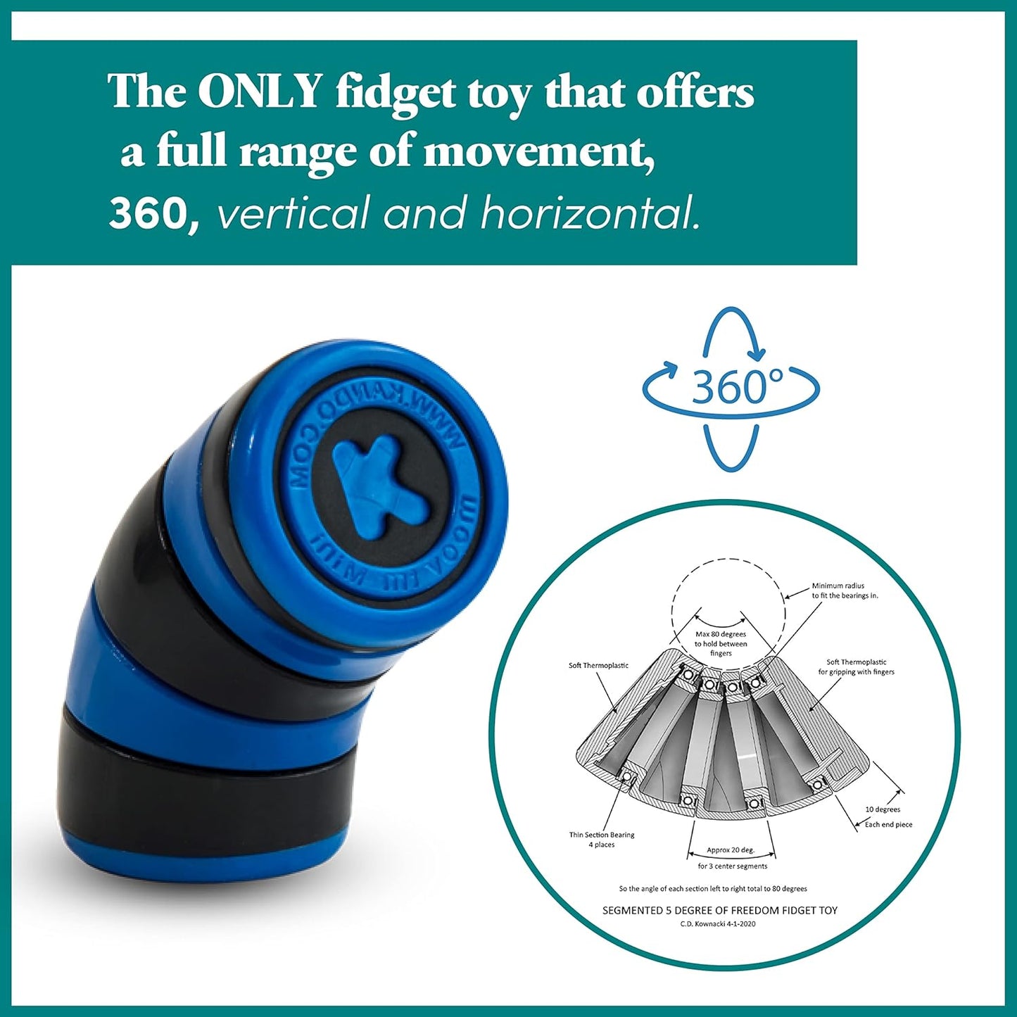 MOOV Mini Fidget Toy, Relieve Anxiety and Stress. Small, Discrete, one Hand use. Relaxing Smooth Movement. Pocket Friendly. Improve Clarity and Focus for Child or Adult. Autism Sensory aid.