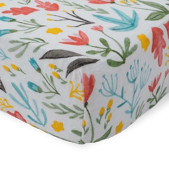 Little Unicorn – Meadow Fitted Crib Sheet | Fitted Crib Sheet | 100% Cotton Muslin | Super Soft | Sized for Standard Baby Crib & Toddler Mattress | Machine Washable | 52” x 28” x 9”