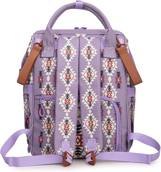 Montana West Wrangler Callie Diaper Bag Backpack with Pacifier Case, Crossbody Bottle Bag and Stroller Straps Western Pattern Multifunction Baby Travel Bag Set WG2215-9110LV