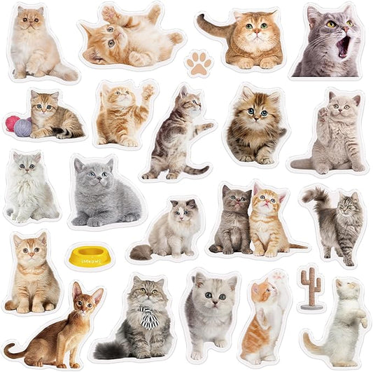 20 Pcs Cat Thick Gel Clings Kitten Window Gel Clings Decals Stickers for Kids Toddlers and Adults Cute Reusable Window Clings for Home Airplane Classroom Nursery Cat Party Supplies Decorations