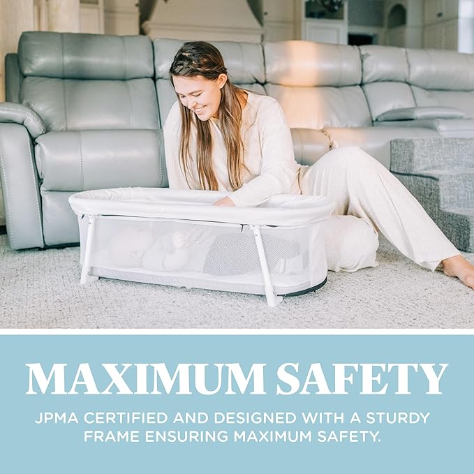 Baby Delight Snuggle Nest Bassinet, Portable Baby Bed, for Infants 0 – 5 Months, Driftwood Grey