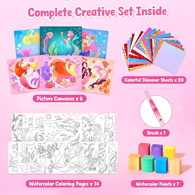 JoyCat Paint with Water Coloring Books, Art & Craft Activity, No Mess Art for Kids Ages 4-8, Craft Kits & Supplies, DIY Creative Activity, Presents for Girls & Boys (Underwater World)