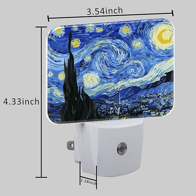 Starry Sky Abstract Painting Plug in Night Lights, Starry Sky Nightlight Plug Into Wall Dusk to Dawn Sensor for Kid Girls Boys Women Men Bedroom, Hallway, Kitchen, Bathroom, Stairs Decor