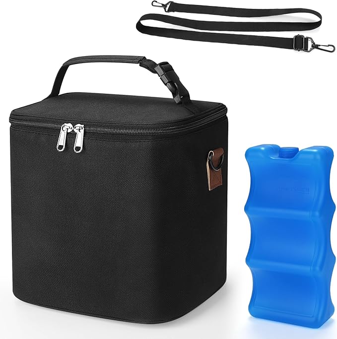 Accmor Breastmilk Cooler Bag with Ice Pack, Baby Bottle Cooler Bags, Insulated Bottle Cooler Tote Bags On The Go, Fits 6 Large 9oz Bottles, for Nursing Mom Daycare Travel, Black