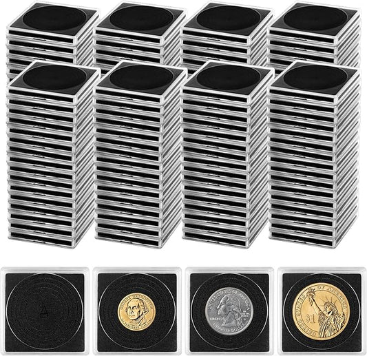 160 Pcs Adjustable Acrylic Coin Collection Cases with Sponges, Coin Snap Holder, Silver Dollar Protection Cases for Collectors, Coin Dollar Collection Supplies for Small Coins(16mm-36mm)