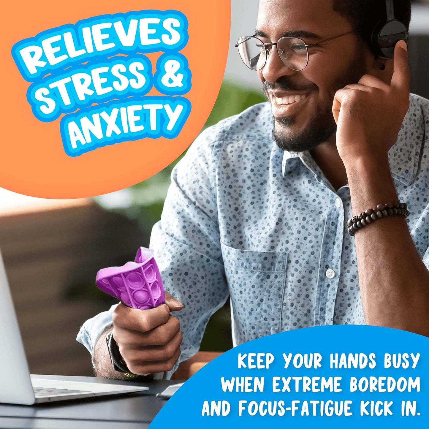 Push Pop Bubble Fidget Sensory Toy, 4-Pack Push Pop Fidget Toy, Square, Purple, Orange, Mint Green, Yellow, Party Favors