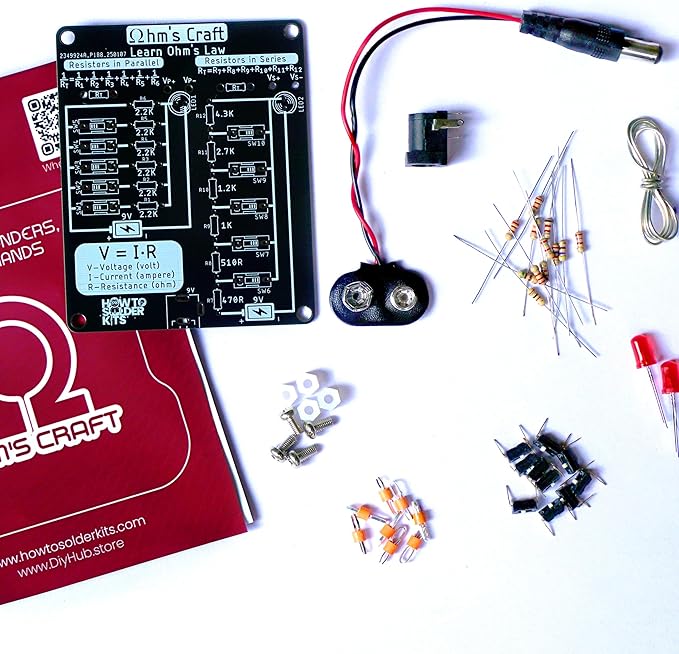 Ohm’s Craft – DIY Educational Soldering Kit | Demonstrate Series & Parallel Resistor Networks | STEM Learning Board with LED Feedback & Test Points for Teens & Hobbyists