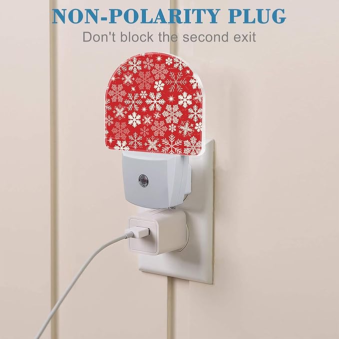 Christmas Snowflakes Night Light Plug into Wall with Dusk to Dawn Sensor Cute Nightlight for Kid Girls Boys Women Men Room Decor, Hallway, Kitchen, Bathroom, Nursery, Stairs