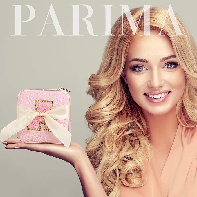 Parima Jewelry Organizer Box, Small Jewelry Box for Women Girls Initial Q Travel Jewelry Case Small Jewelry Organizer Box Travel Jewelry Case Jewelry Box Organizer - Letter Q, Pink