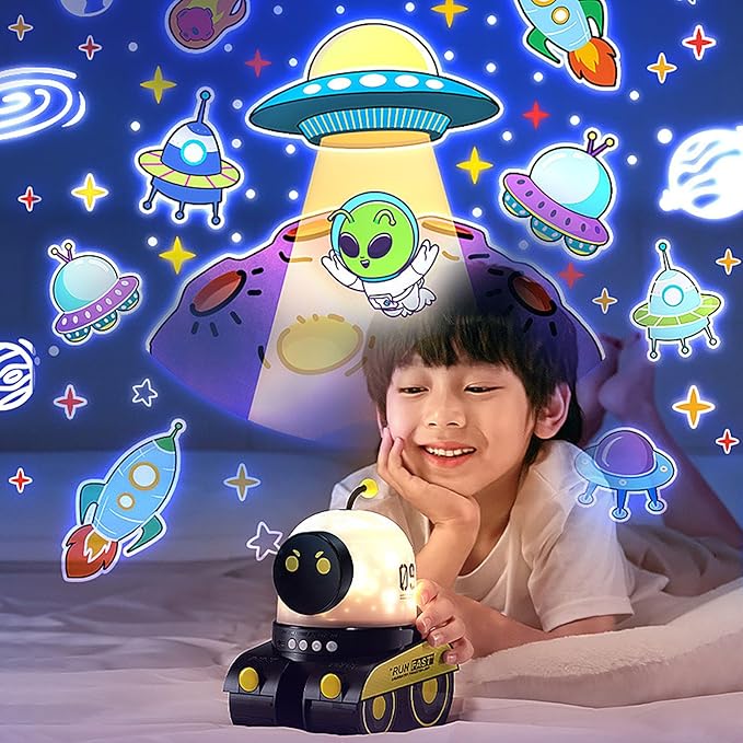 Story Projector for Kids, Nightlight Projectors, Six Rotatable Films with Different Themes, Eight Soft Music Players Suitable for Sleep and Relaxation, Three Color Modes + Mixed Color Mode