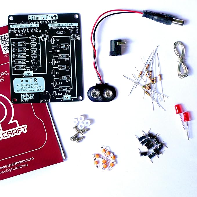 Ohm’s Craft – DIY Educational Soldering Kit | Demonstrate Series & Parallel Resistor Networks | STEM Learning Board with LED Feedback & Test Points for Teens & Hobbyists