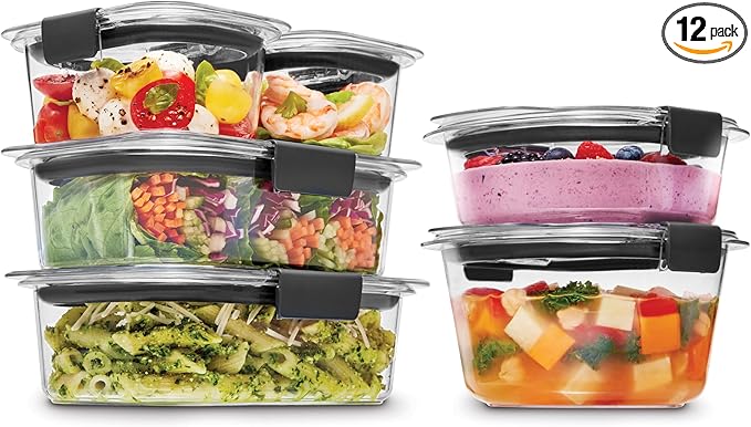 Rubbermaid Brilliance® Round and Rectangular Leak Proof Food Storage Containers, 12 Piece Set