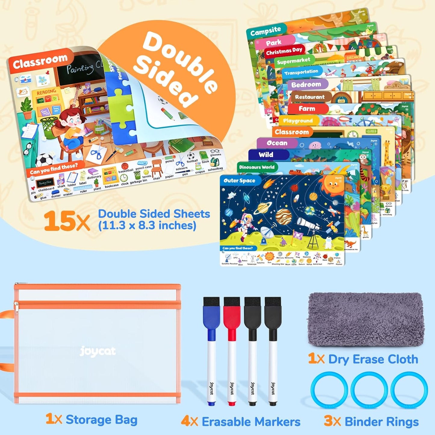 JoyCat Seek & Find Game Books - Preschool Learning Activity for Toddlers & Kids Ages 3-5, Travel Activities Toys for Road Trip Car Airplane, Busy Book, Birthday Gifts for Girls and Boys Ages 4-8