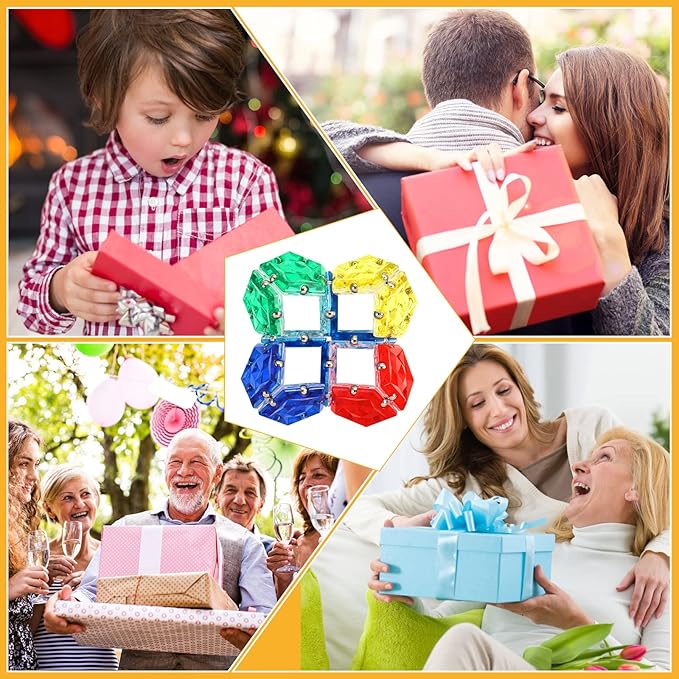 RoomyRoc Magnetic Fidget Sphere - Pentagons Magnets Balls - 12 Piece Set - Crystal Orange - Magnet Fidgets Toy - Creativity Beyond Imagination, Inspirational, Recreational, Desk Toys for Adults