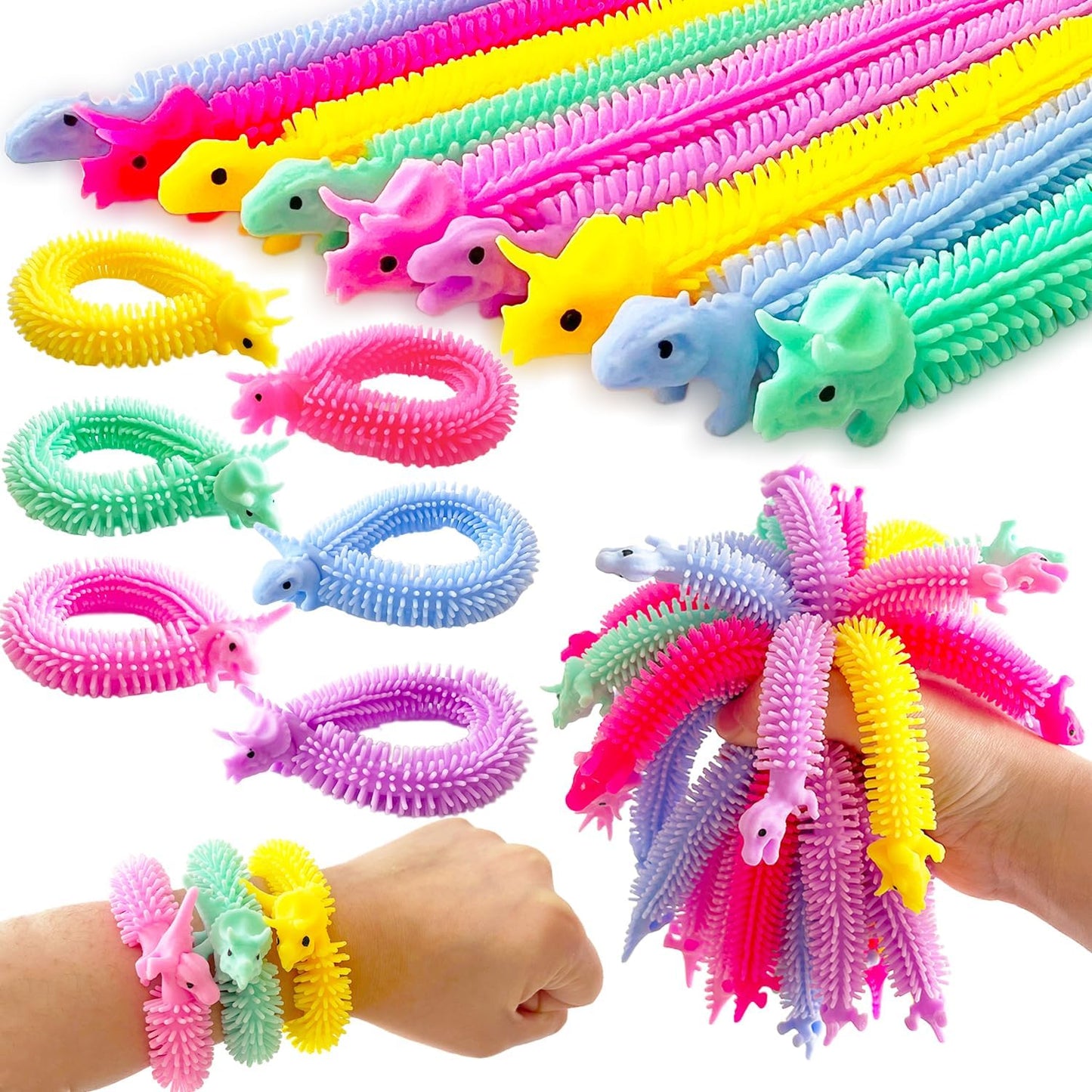 40 Pack Stretchy String Fidget Toys,Dinosaur Sensory String Toys,String Fidget Toys for Kids Adults Stress Relief,Party Favors,Christmas Stocking Stuffers