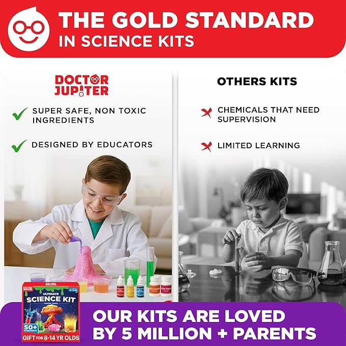 Doctor Jupiter Ultimate Science Kit, Chemistry Set for Kids Ages 8-10-12-14 | Birthday Gift Ideas for Boys & Girls 8,9,10+ Years Old | STEM Toy with 50+ Experiments | Learning & Educational Projects