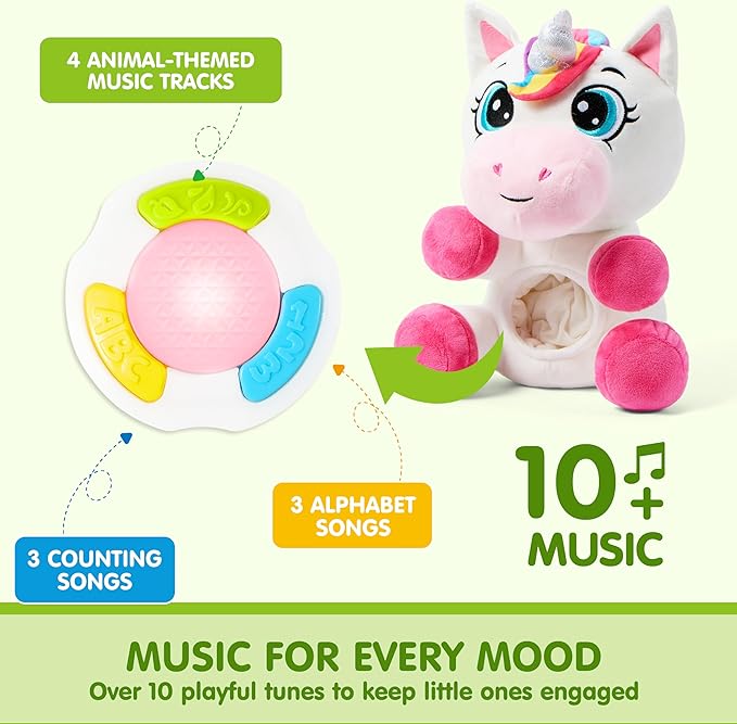 JOYIN Musical Unicorn Plush Baby Toy, Stuffed Animal with Music & Light, Baby Musical Soft Plush Toys for Infant Babies, Christmas Birthday Gifts for Boys and Girls 6+ Months