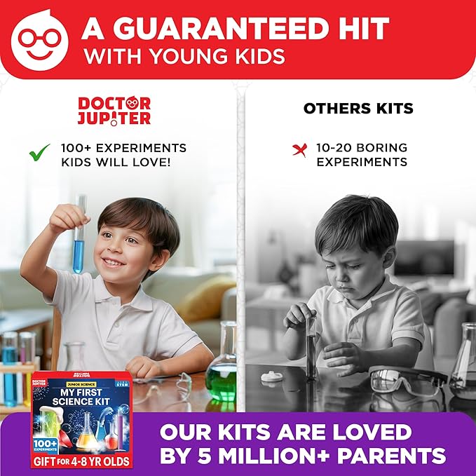 Doctor Jupiter My First Science Kit for Kids Ages 4-5-6-7-8 | Birthday Gift Ideas for 4+ Year Old Boys & Girls | Toy Stem Kit with 100+ Experiments | Learning & Educational Projects