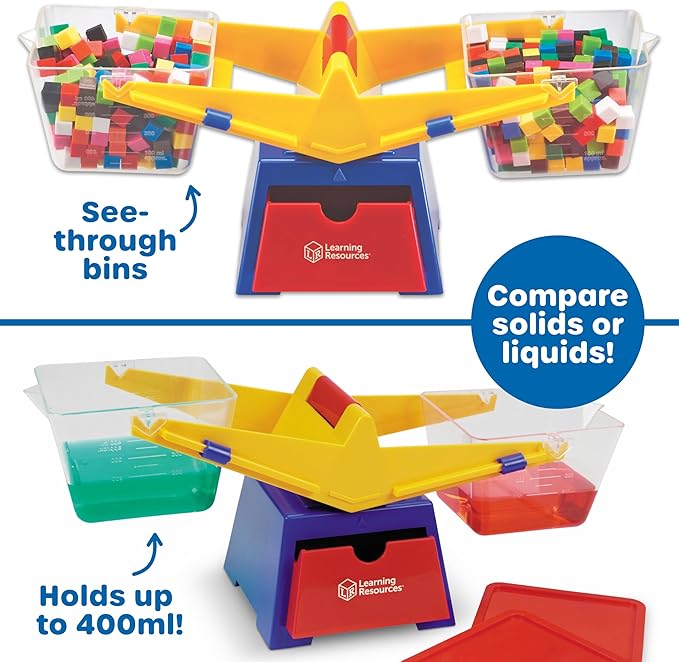 Learning Resources Primary Bucket Balance Teaching Scale - 1 Piece, Ages 3+, Math for Preschoolers, Classroom Balance Scale, Balance Scale for Kids, Science for Kids,Back to School Supplies