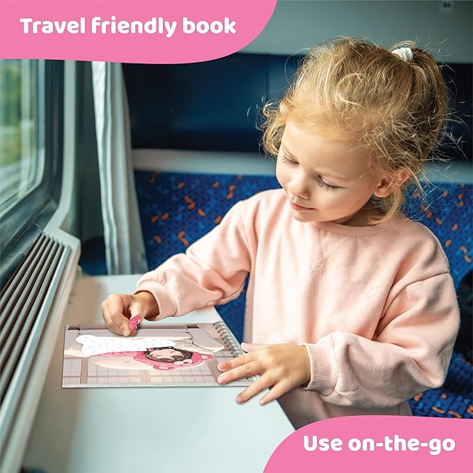 jackinthebox Sticker by Number Book, 12 Scenes Puzzle Paint by Sticker Book + Colouring Pages, Gifts for Birthday, Party Favor Toys for Girls, Arts & Crafts for Kids Age 7 8 9 10 - Little Fashionista