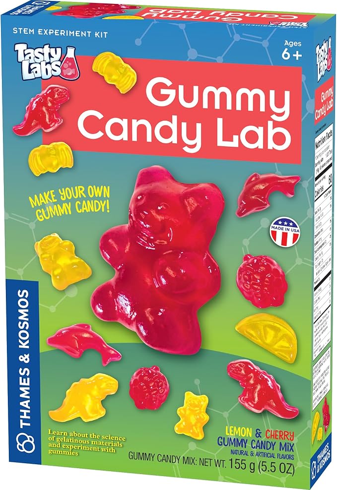 Thames & Kosmos Gummy Candy Lab V2.0 Tasty Labs STEM Experiment Kit, Make Yummy Gummy Candies in Cool Shapes - Dinos, Dolphins, Bears & More! Explore Chemistry, Made in USA, Food Ingredients Included