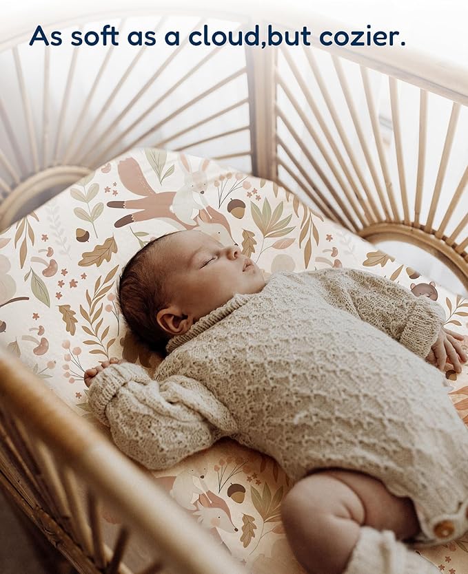 Bedside Sleeper Bassinet Fitted Sheets 33x20 for Maxi COSI Iora, Koola Baby, Baby Joy, Angelbliss, Kidsclub Bedside Bassinet - Buttery Soft Sheets, 2 Pack