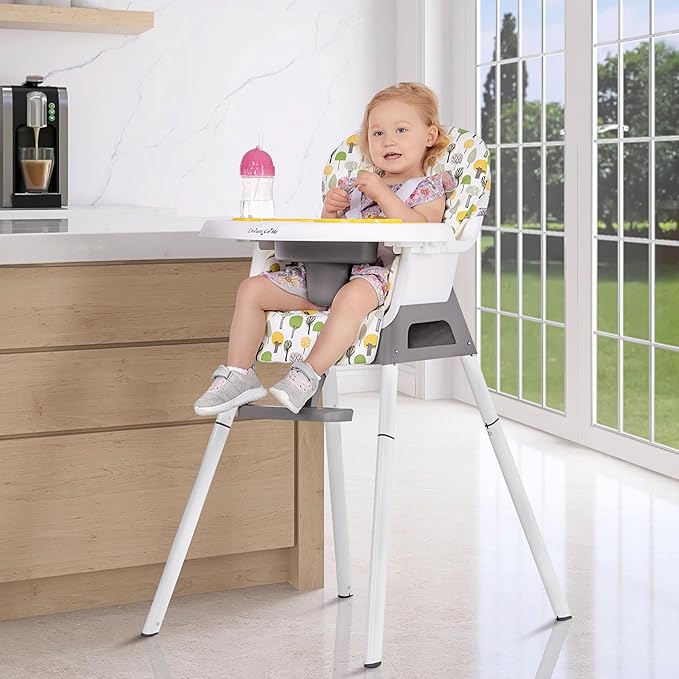 Dream On Me Curio Sit N Seek 3 in 1 Convertible Baby High Chair in Lime, Removable and Adjustable Tray, Portable High Chair, Adjustable Legs, Detachable Footrest, PU Fabric & 5 Point Safety Harness