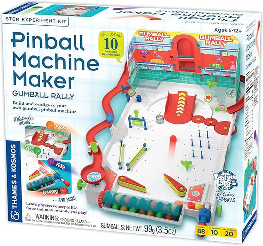 Thames & Kosmos Pinball Machine Maker STEM Experiment Kit Toy of the Year Finalist - Build a Reconfigurable Pinball Machine, Explore Physics, Force, Motion, Gravity, Simple Machines, Gumballs Included