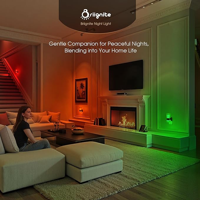 Night Light, Night Lights Plug into Wall, RGB Color LED NightLight with Dusk to Dawn Sensor, 180° Rotating Night Lights, Adjustable Brightness, Wall Sconce Style Design for Bedroom Hallway, 2 Pack