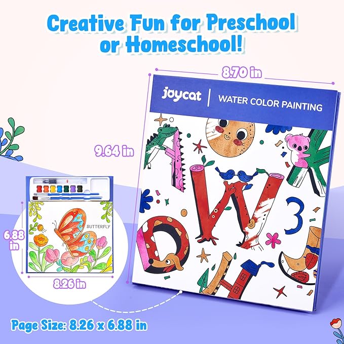 JoyCat Paint with Water Coloring Books for Toddlers, Watercolor Painting Sets for Kids Ages 3-5 4-8, Arts and Crafts Drawing Activities Toy Birthday Gift for Boys Girls (Alphabet)
