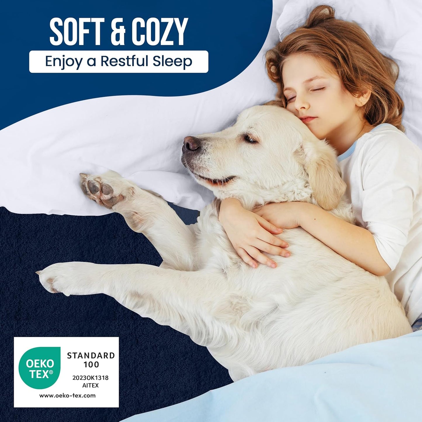 Utopia Bedding Waterproof Mattress Protector Twin Size, Premium Terry Mattress Cover 200 GSM, Breathable, Fitted Style with Stretchable Pockets (Navy)