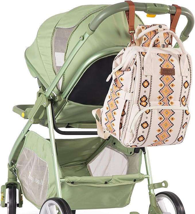 Wrangler Aztec Backpack Organized Daypack Travel Baby Bag with Stroller Strap and Side Bottle Pockets WG2204-9110TN